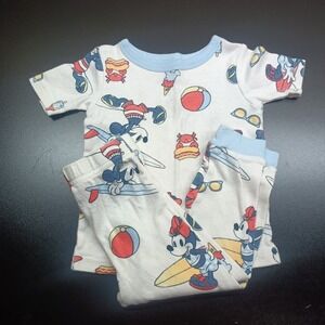 Disney PJs Size 2T Mickey Minnie Mouse  Summer Beach Cookout 4th of July pajamas